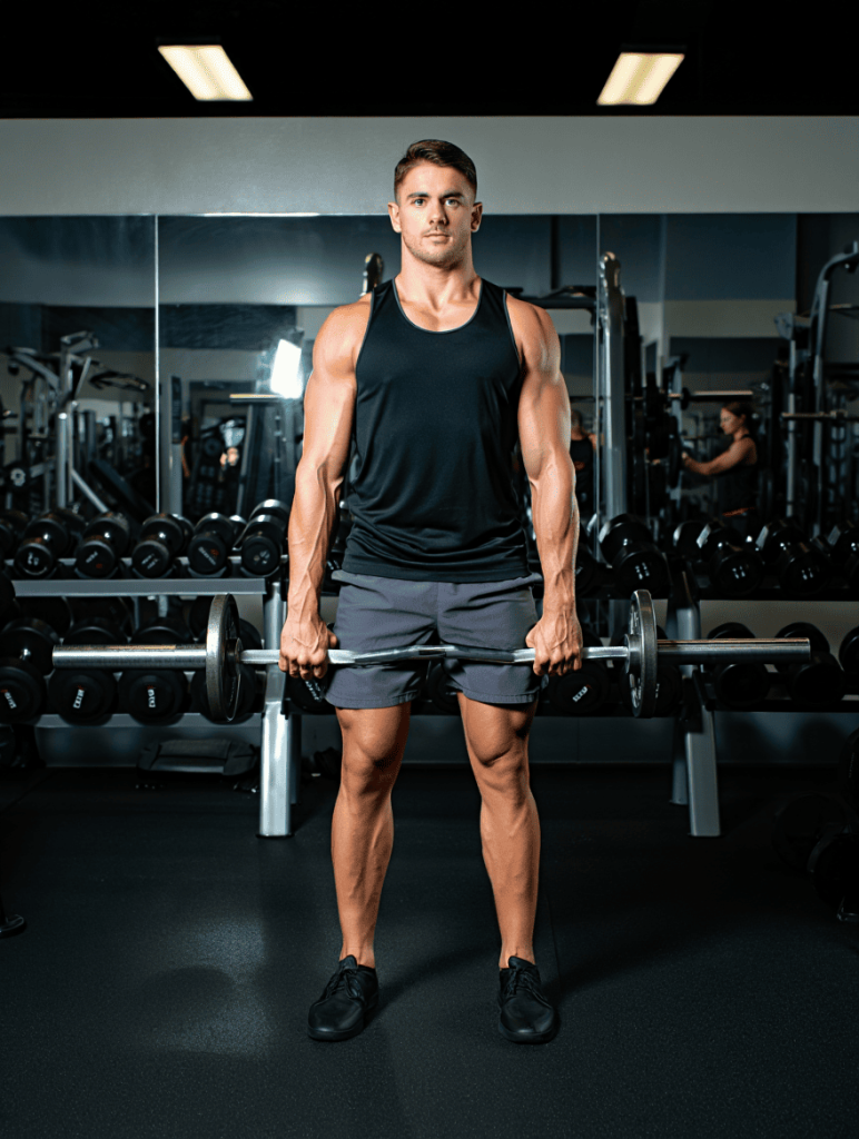 Тяга штанги к подбородку - упражнения на плечи